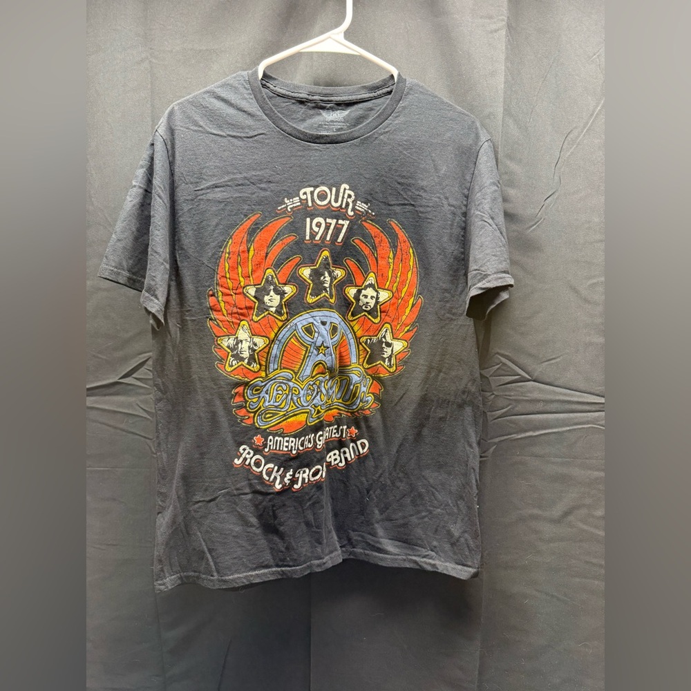Vintage Black Graphic Rock Band T-Shirt Sz L (16aw)